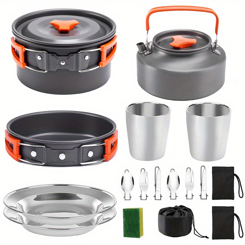 Camping Cooking Butane - 17pcs Camping Cookware Set, Portable Non-Stick