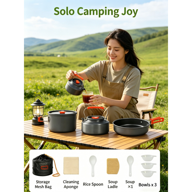 Camping Cooking Table With Storage - Camping Cookware Set – Outdoor Cooking