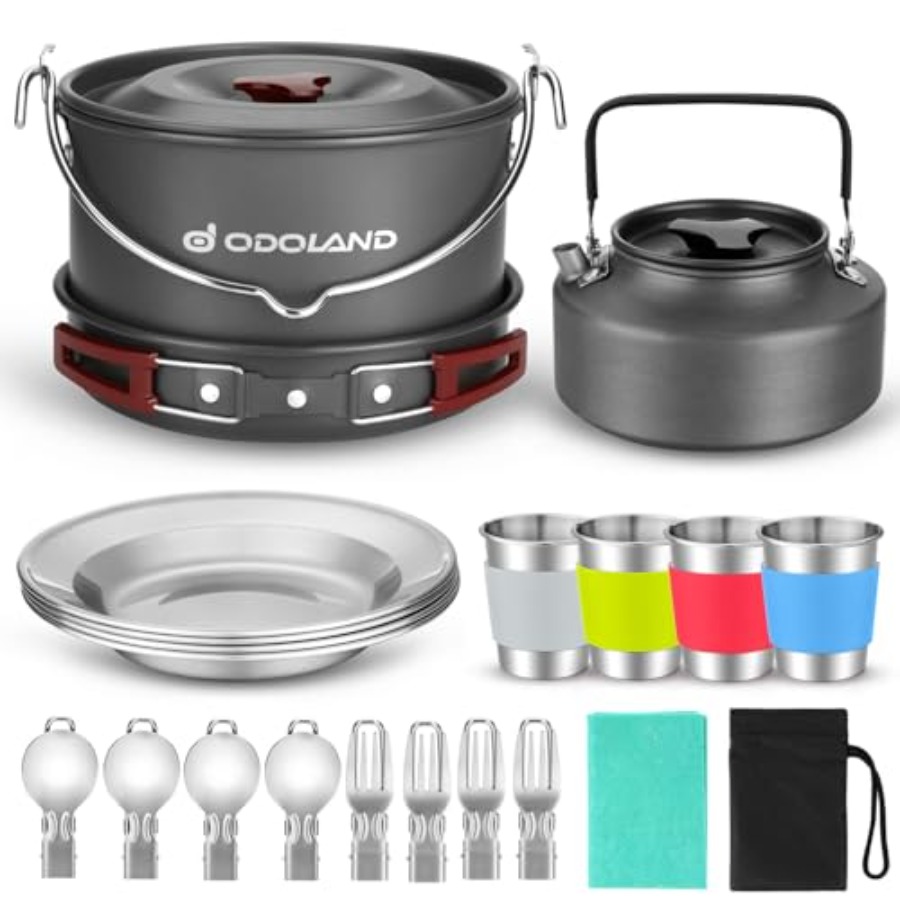 Camping Cooking Cup - 22pcs Camping Cookware Mess Kit, Large