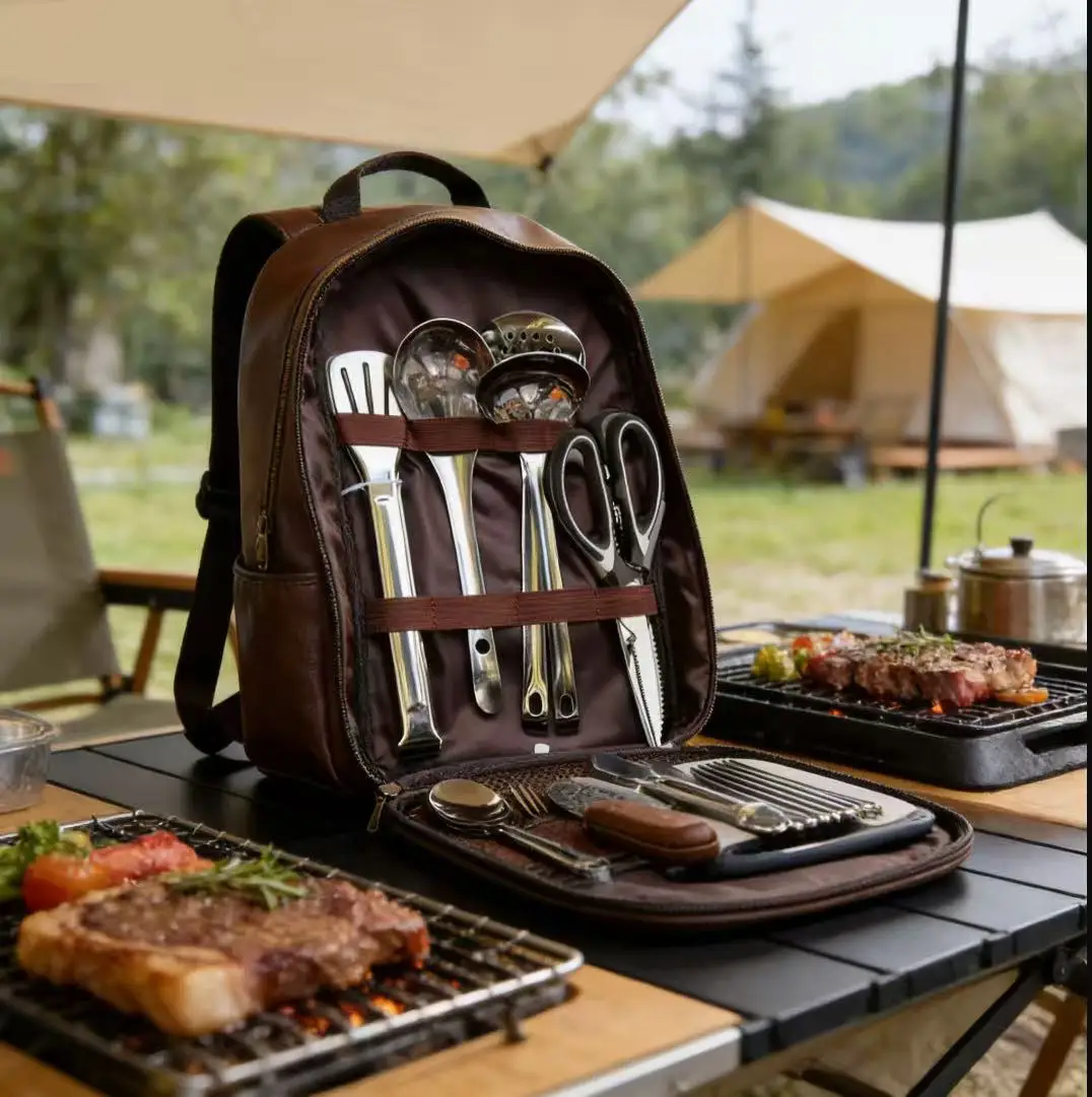 Camping Cooking Set With Bag - Multifunctional Portable Camping Utensil Set, The
