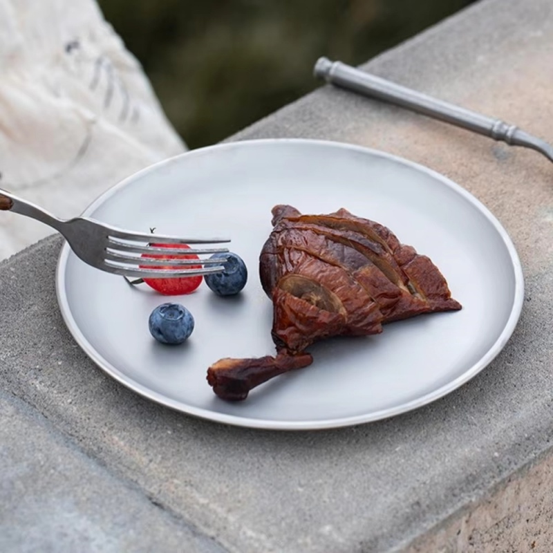 Camping Cooking Disc - Lightweight Titanium Camping Plate Round Frosted