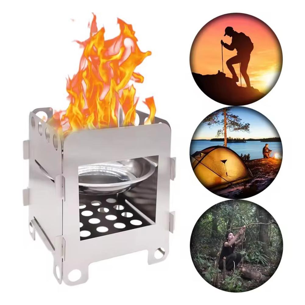 Camping Cooking Heater - Folding Camping Wood Stove Portable Stainless