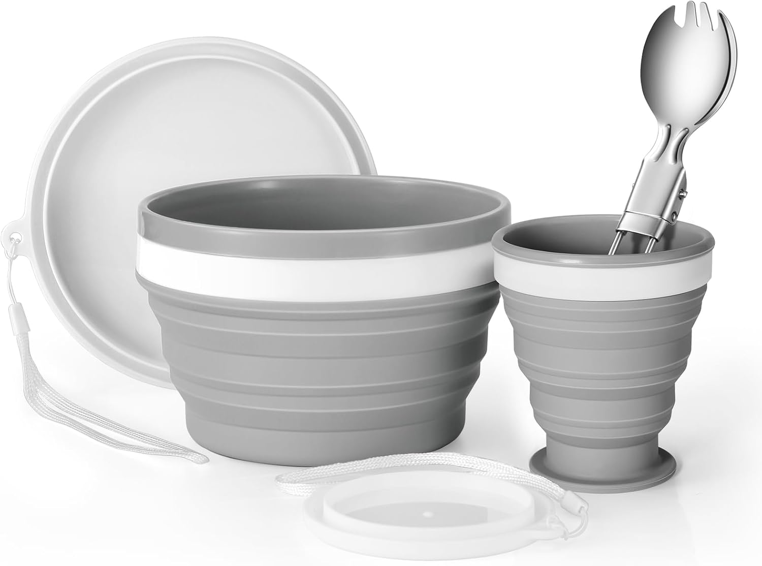 Camp Spork Set - Collapsible Silicone Cup & Bowl Set