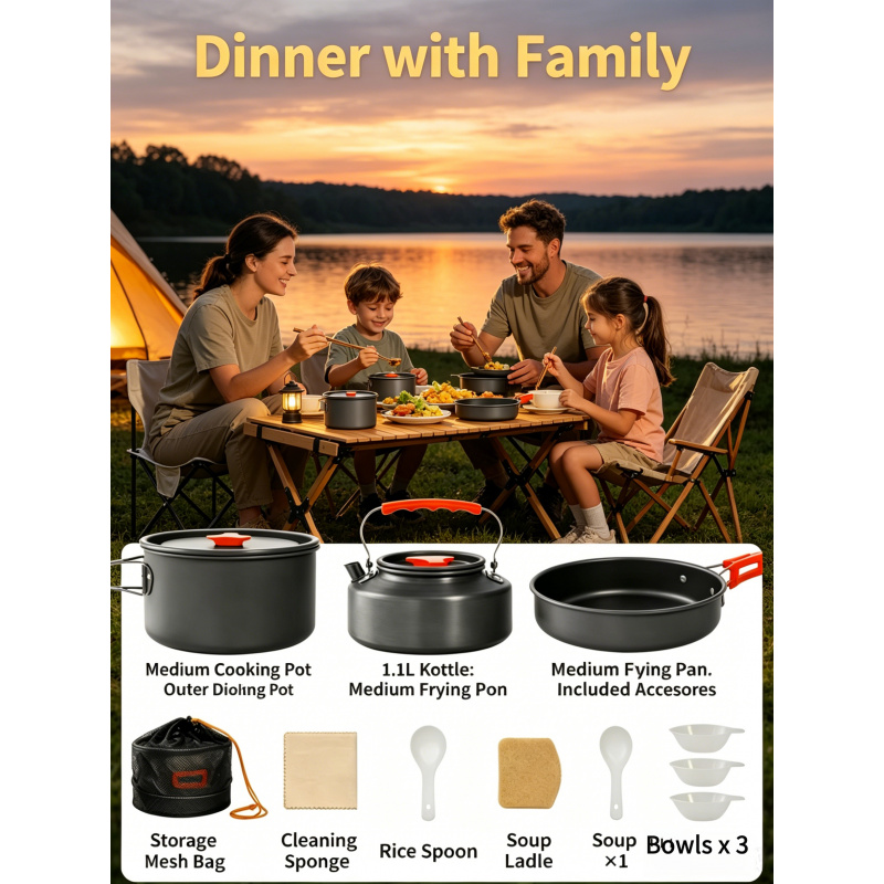 Camping Cooking Table With Storage - Camping Cookware Set – Outdoor Cooking