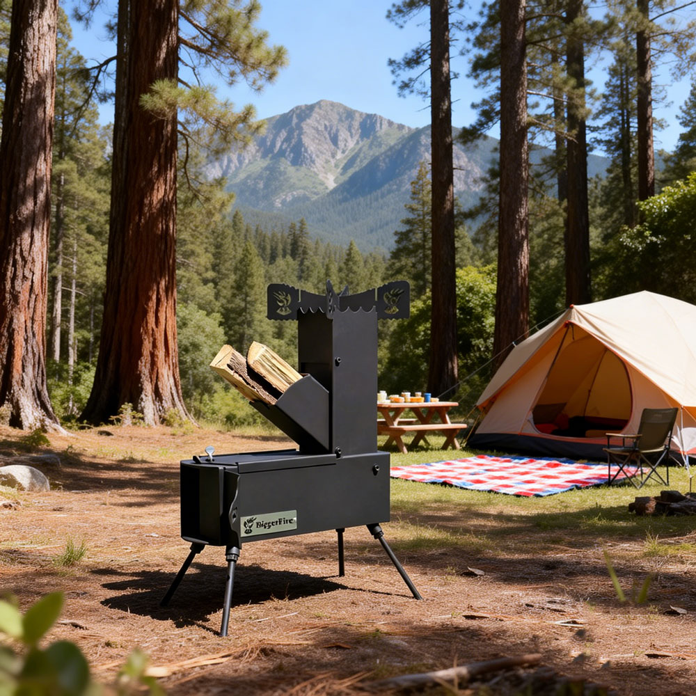 Camping Cooking Set With Bag - Collapsible Rocket Stove with FREE Carrying