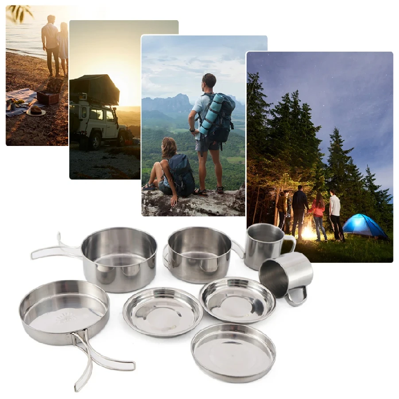 8pcs/Set Camping Cookware Mess – обзор и цена Camping Cooking Disc