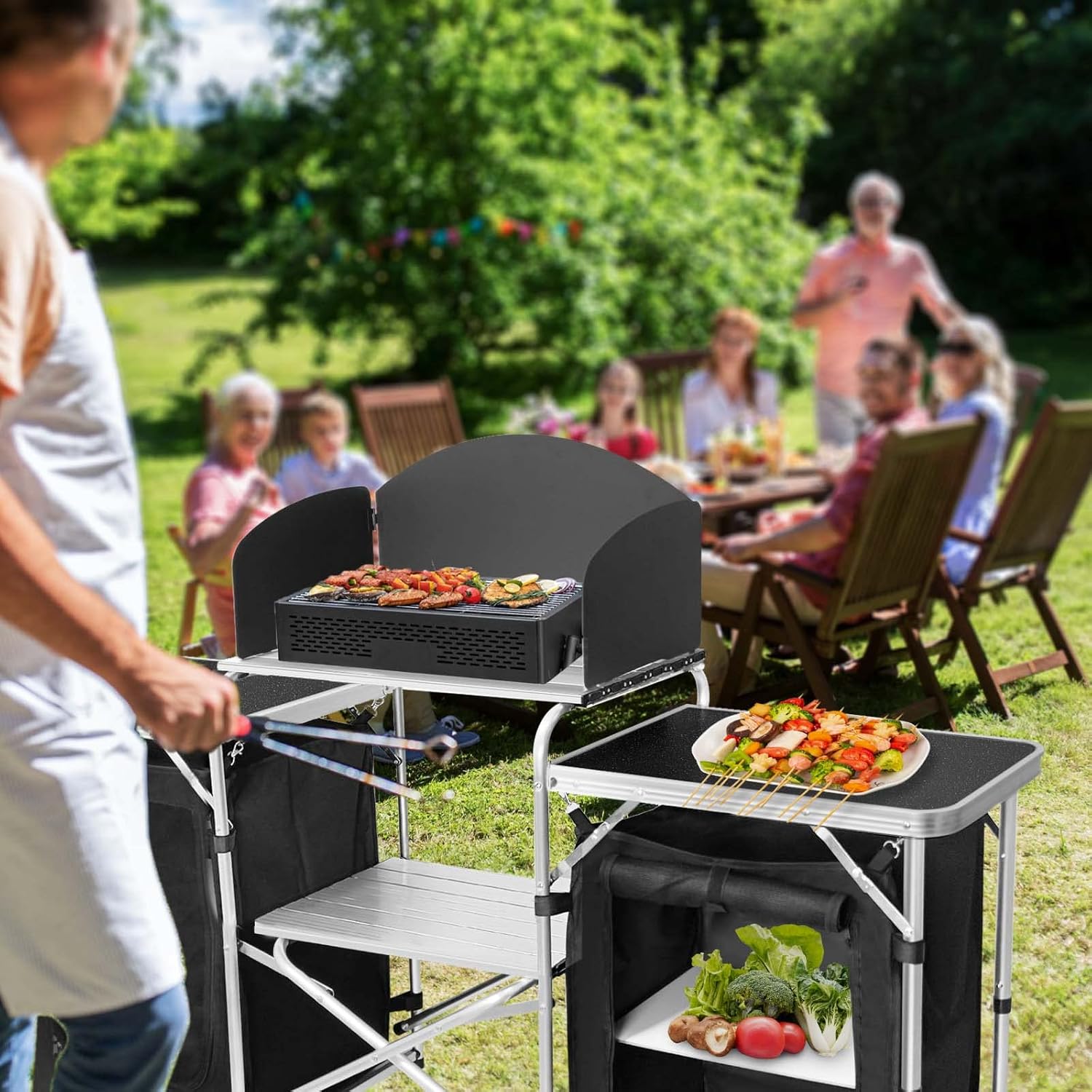 Folding Camping Kitchen Table  – обзор и цена Camping Cooking Table With Storage