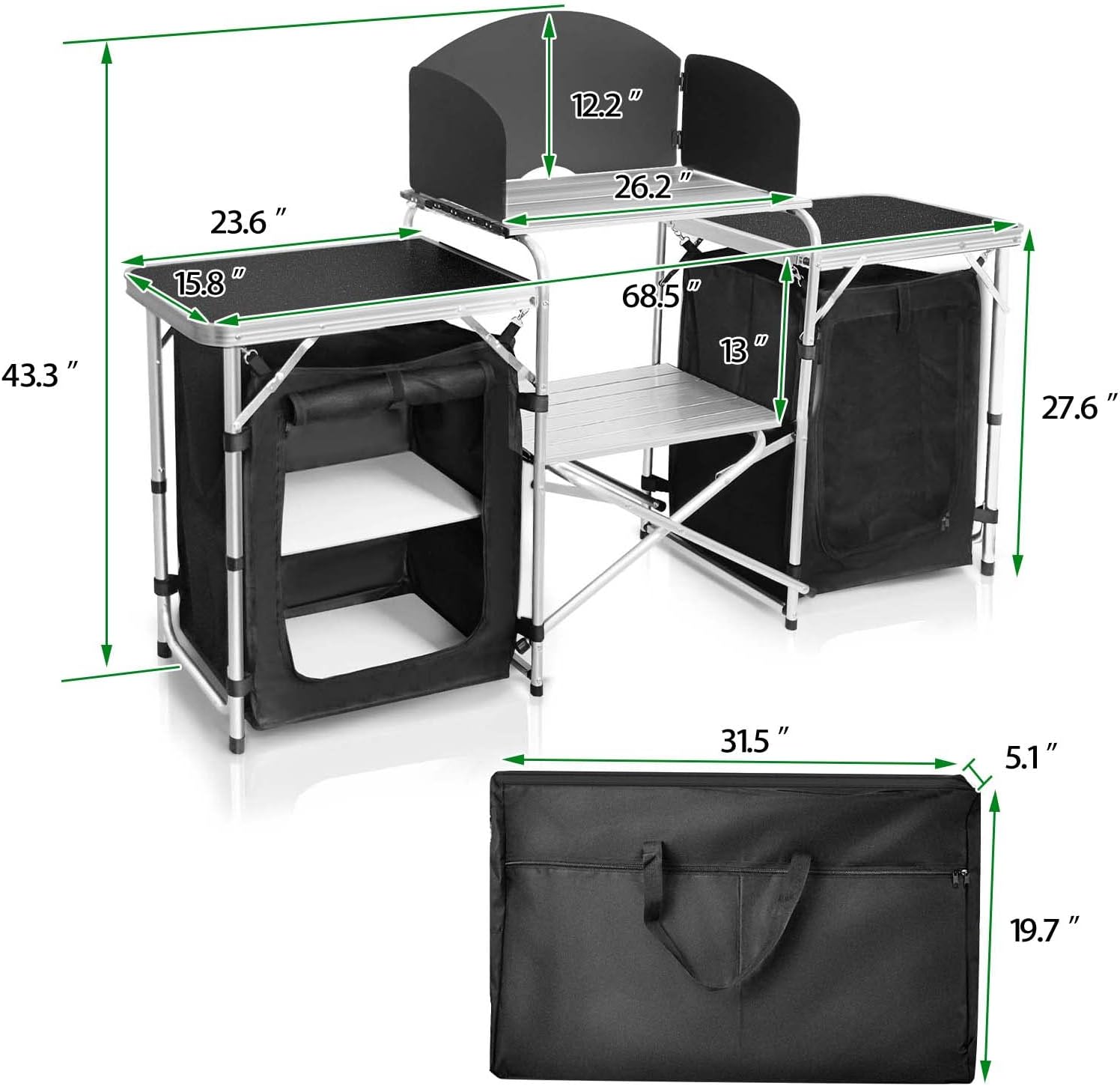 Folding Camping Kitchen Table  – обзор и цена Camping Cooking Table With Storage