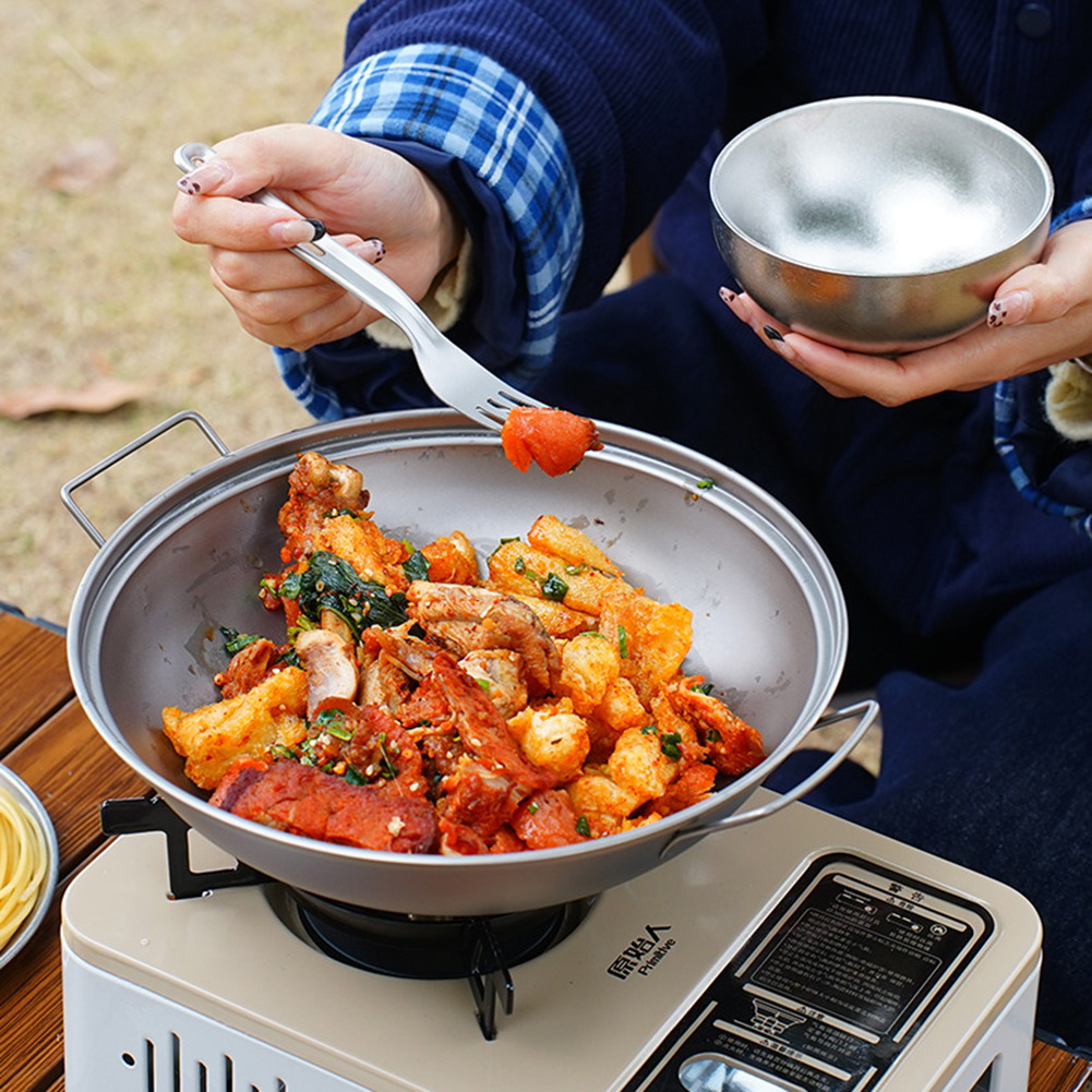 Titanium Wok Pan with Lid Doub – обзор и цена Camping Cooking Cupboard