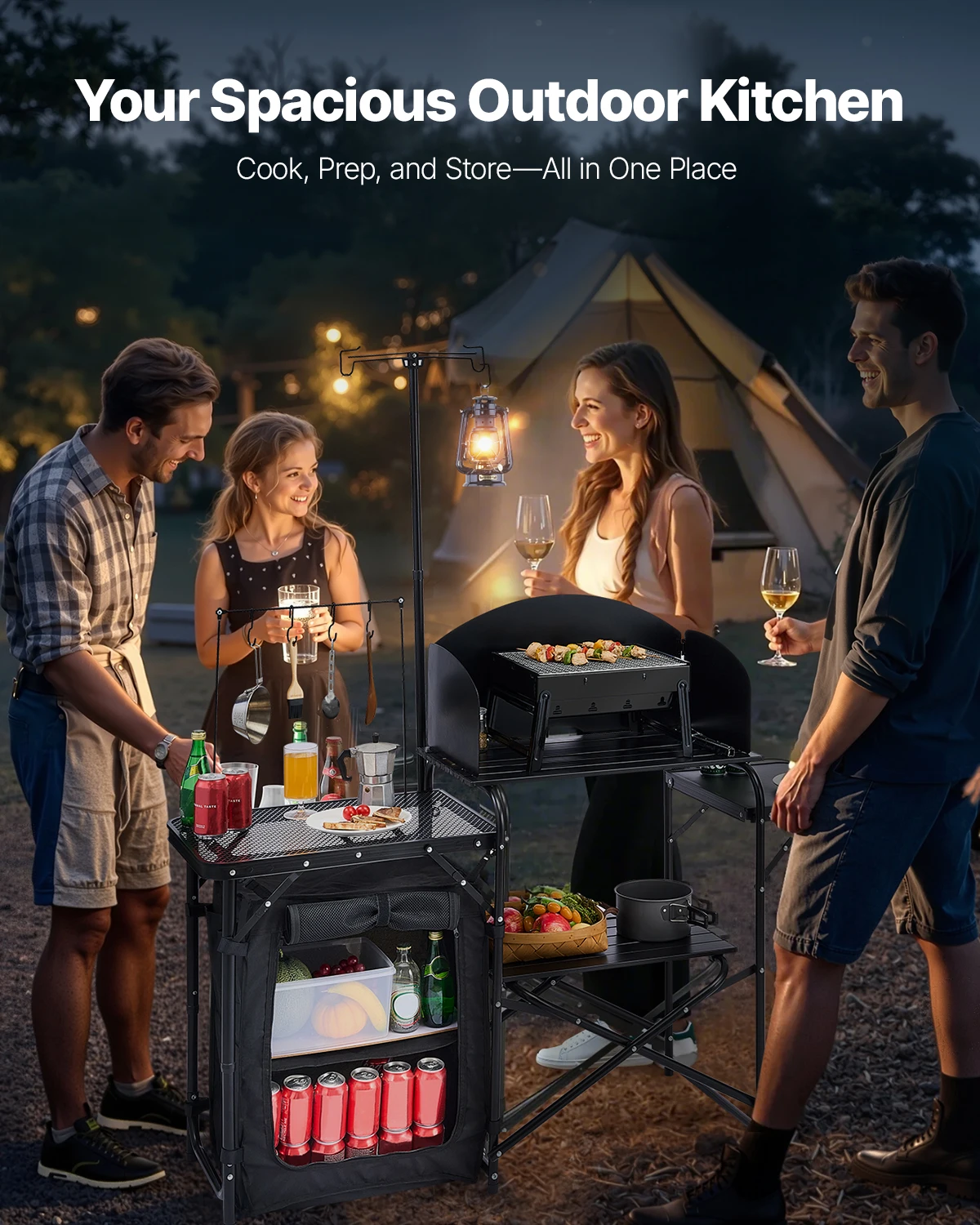 Folding Camping Table Outdoor  – обзор и цена Camping Cooking Table With Storage