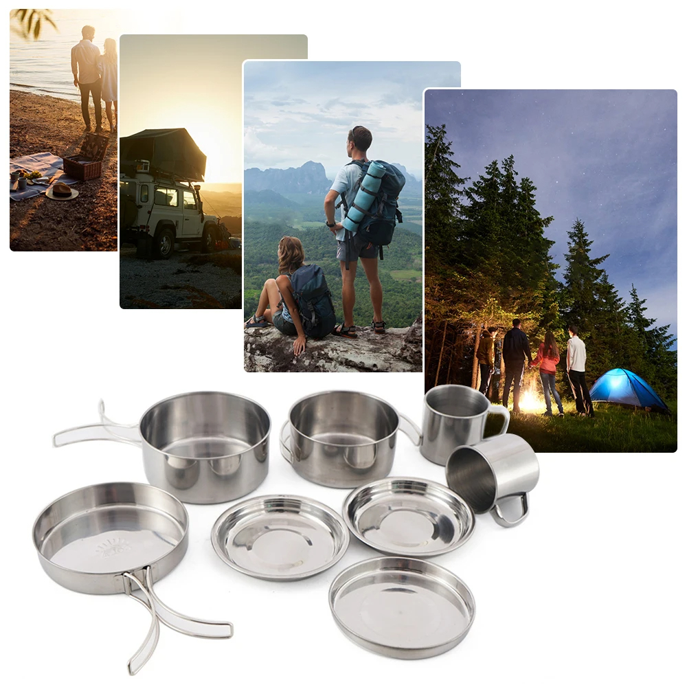 8pcs/Set Camping Cookware Mess – обзор и цена Camping Cooking Disc