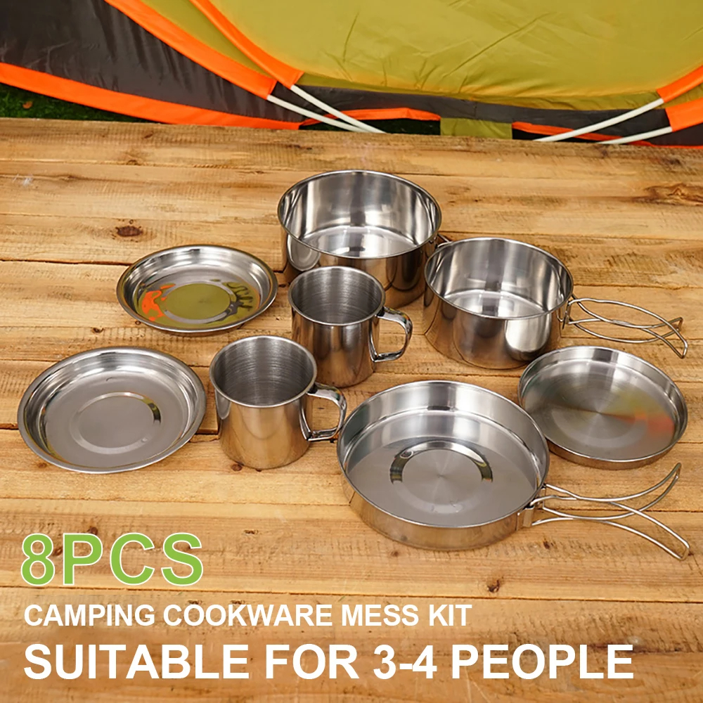 8pcs/Set Camping Cookware Mess – обзор и цена Camping Cooking Disc