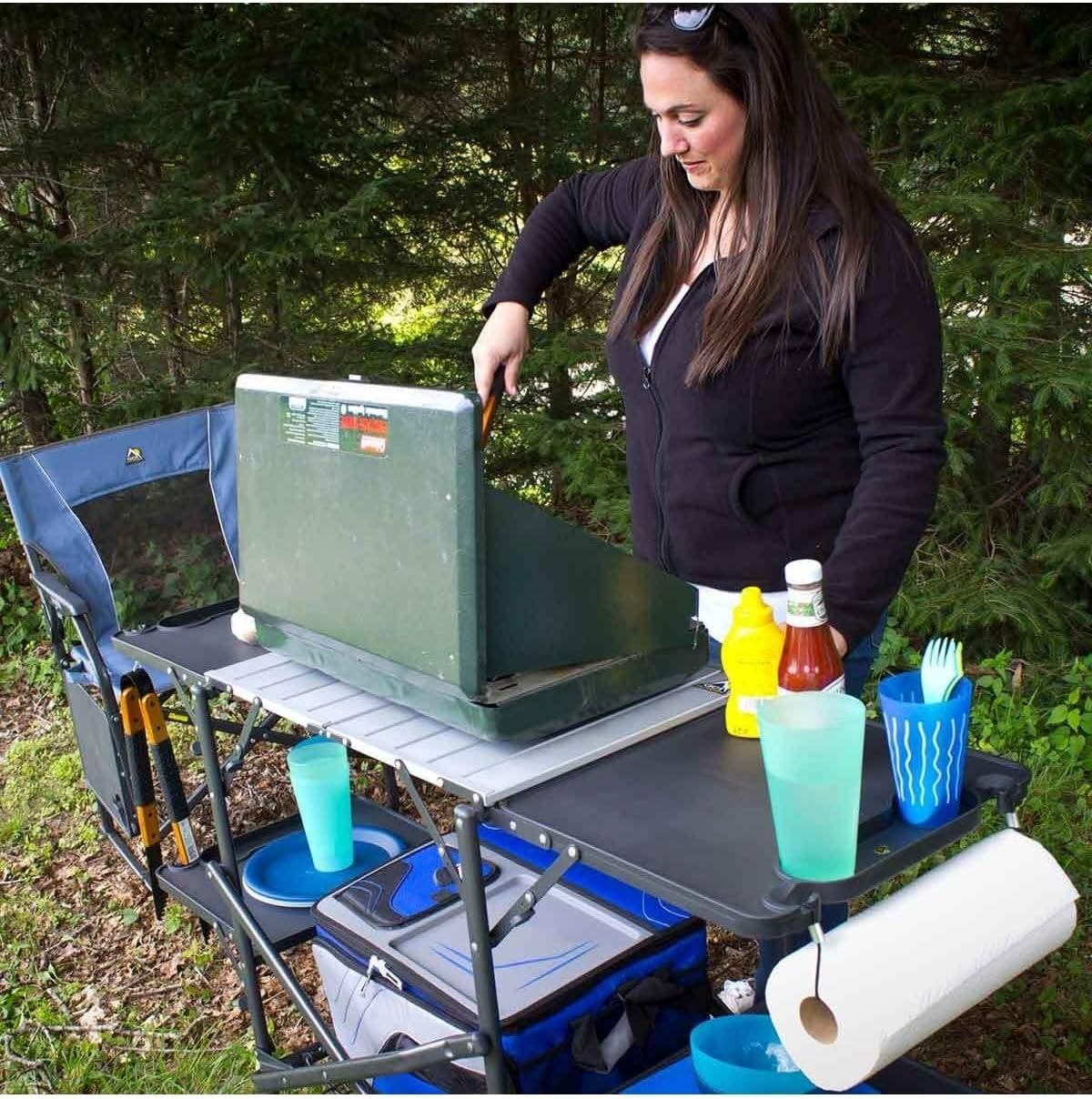 Slim-Fold Cook Station Portabl – обзор и цена Camping Cooking Table With Storage