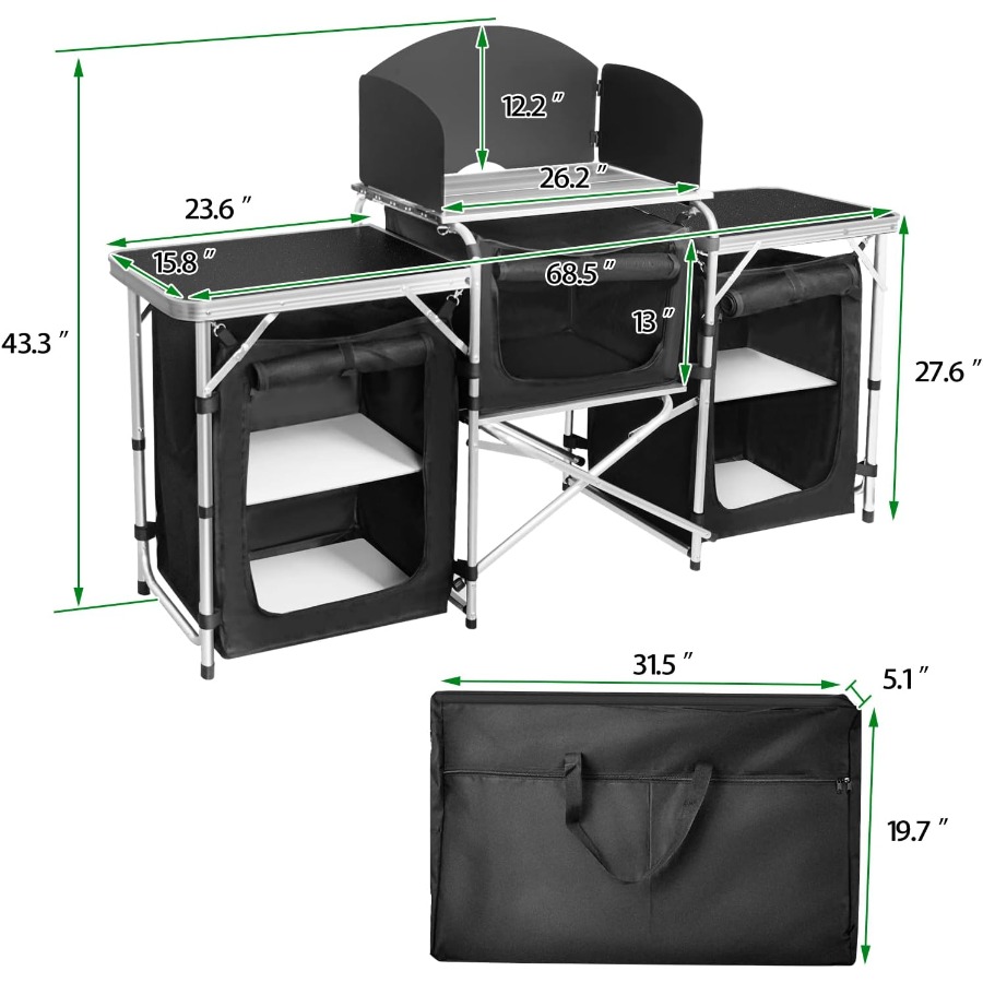 Folding Cooking Table Outdoor  – обзор и цена Camping Cooking Table With Storage