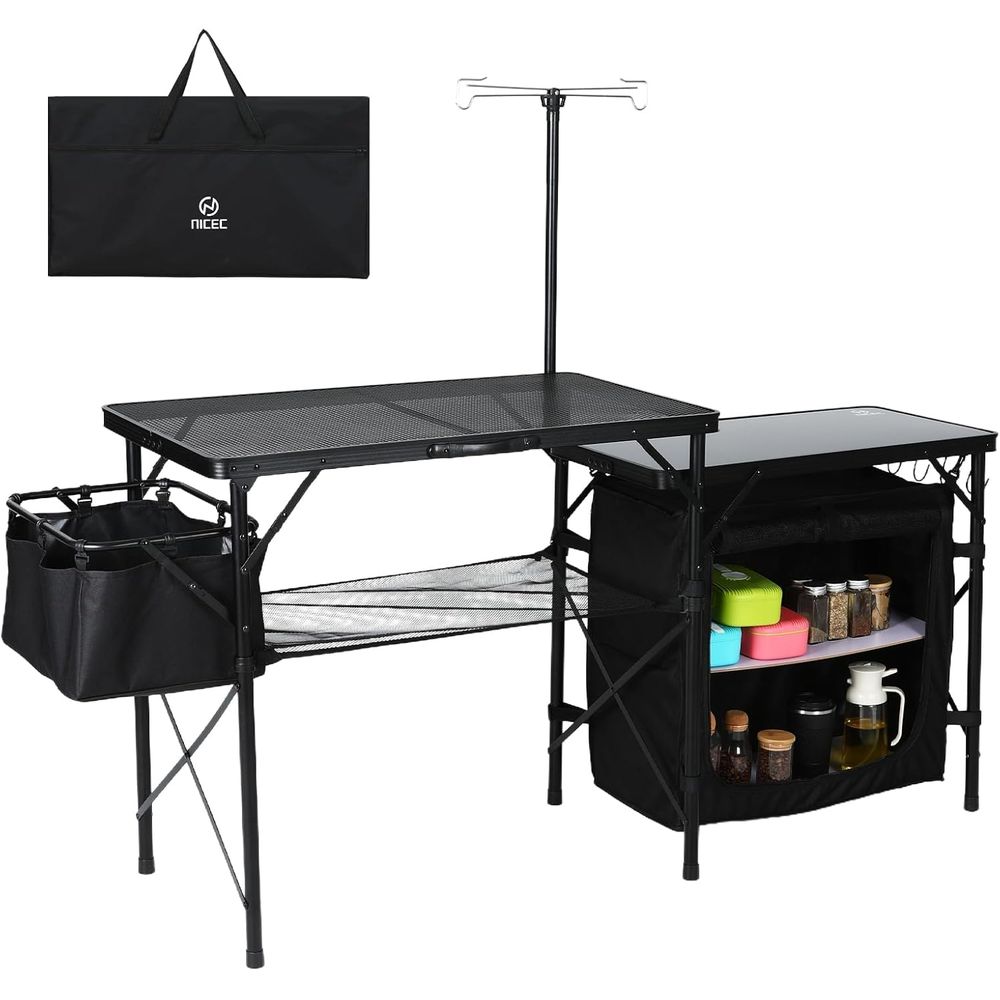 Camping Kitchen Table, Portabl – обзор и цена Camping Cooking Table With Storage