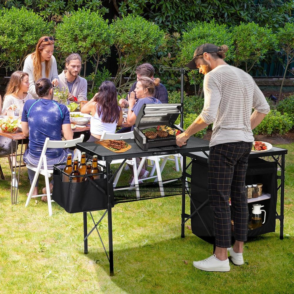Camping Kitchen Table, Portabl – обзор и цена Camping Cooking Table With Storage