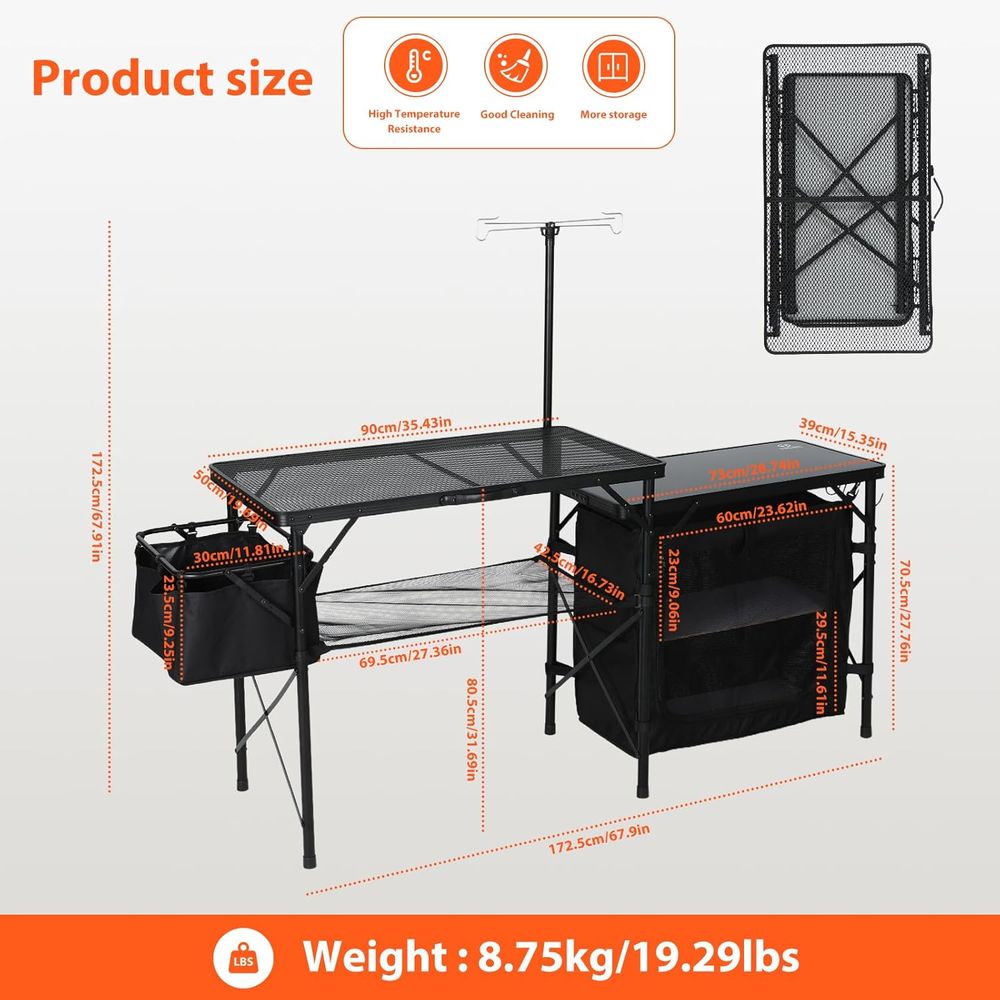 Camping Kitchen Table, Portabl – обзор и цена Camping Cooking Table With Storage