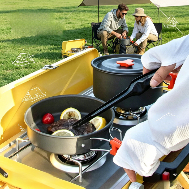 10pcs Camping Cookware Set Hig – обзор и цена Quality Camping Cooking Set