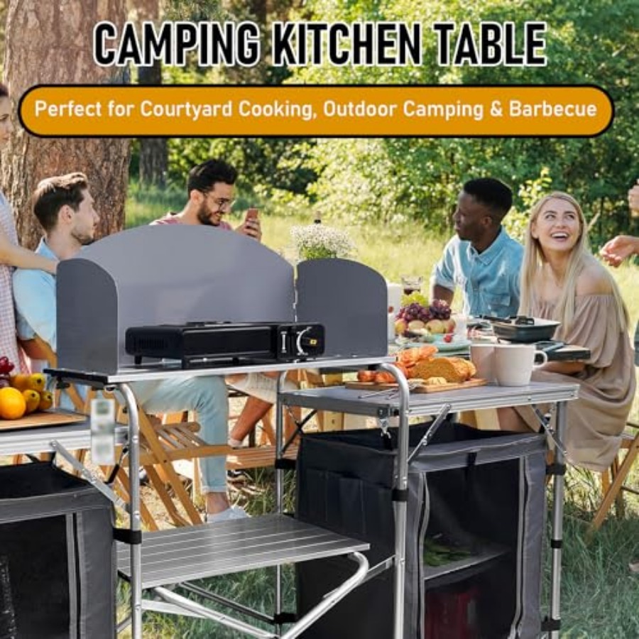 Camping Kitchen Table, Portabl – обзор и цена Camping Cooking Cupboard