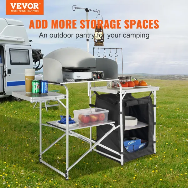 Camping Kitchen Table, Folding – обзор и цена Camping Cooking Table With Storage
