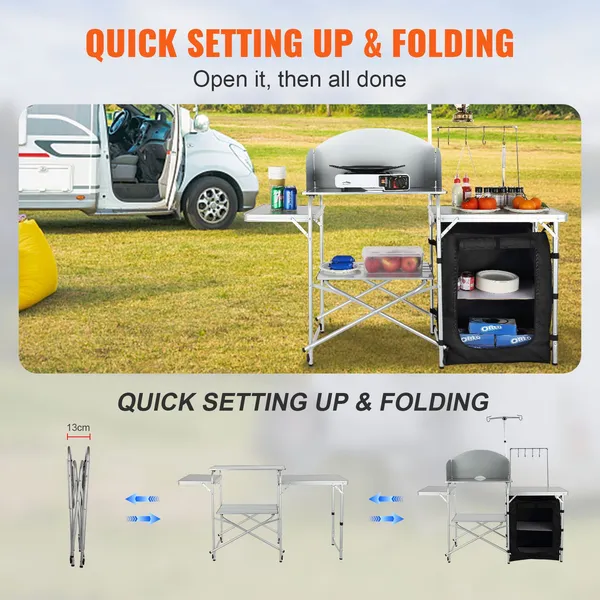 Camping Kitchen Table, Folding – обзор и цена Camping Cooking Table With Storage
