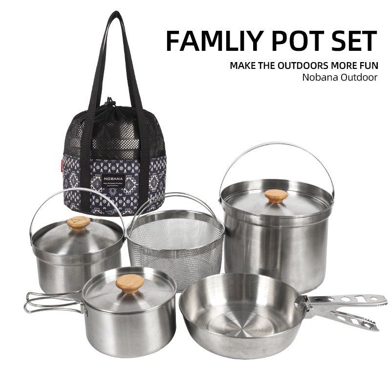 NOBANA Newest Outdoor Stainles – обзор и цена Camping Cooking Set With Bag