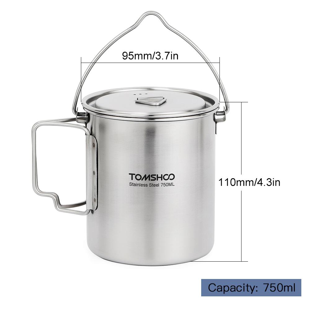 TOMSHOO 750ml Stainless Steel  – обзор и цена Camping Cooking Cup