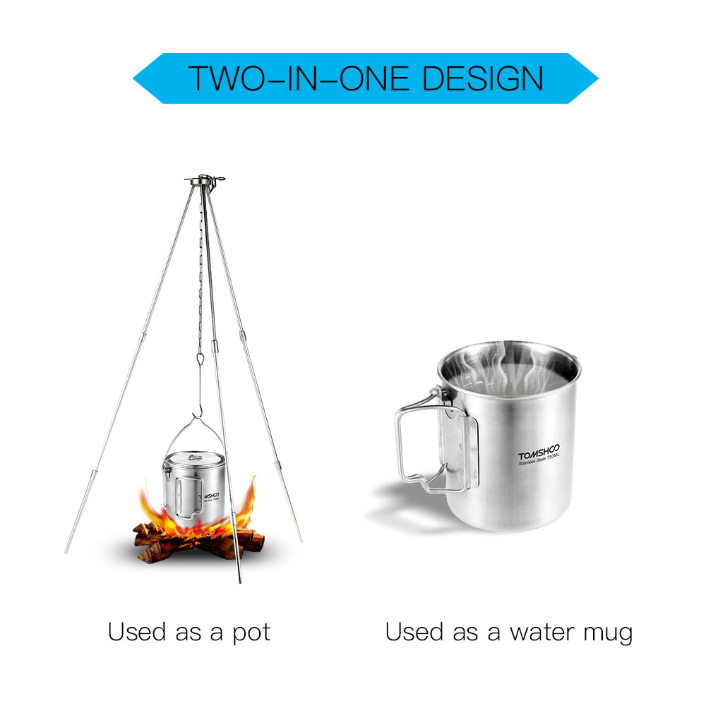 TOMSHOO 750ml Stainless Steel  – обзор и цена Camping Cooking Cup