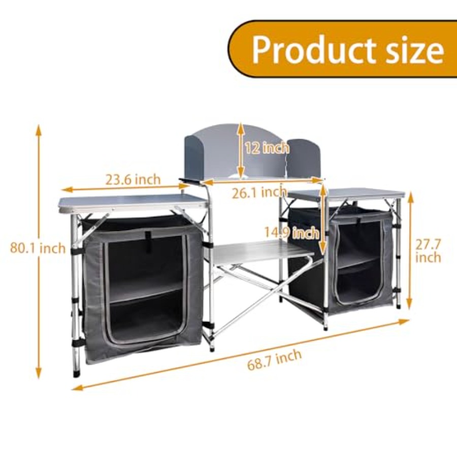 Camping Kitchen Table, Portabl – обзор и цена Camping Cooking Cupboard