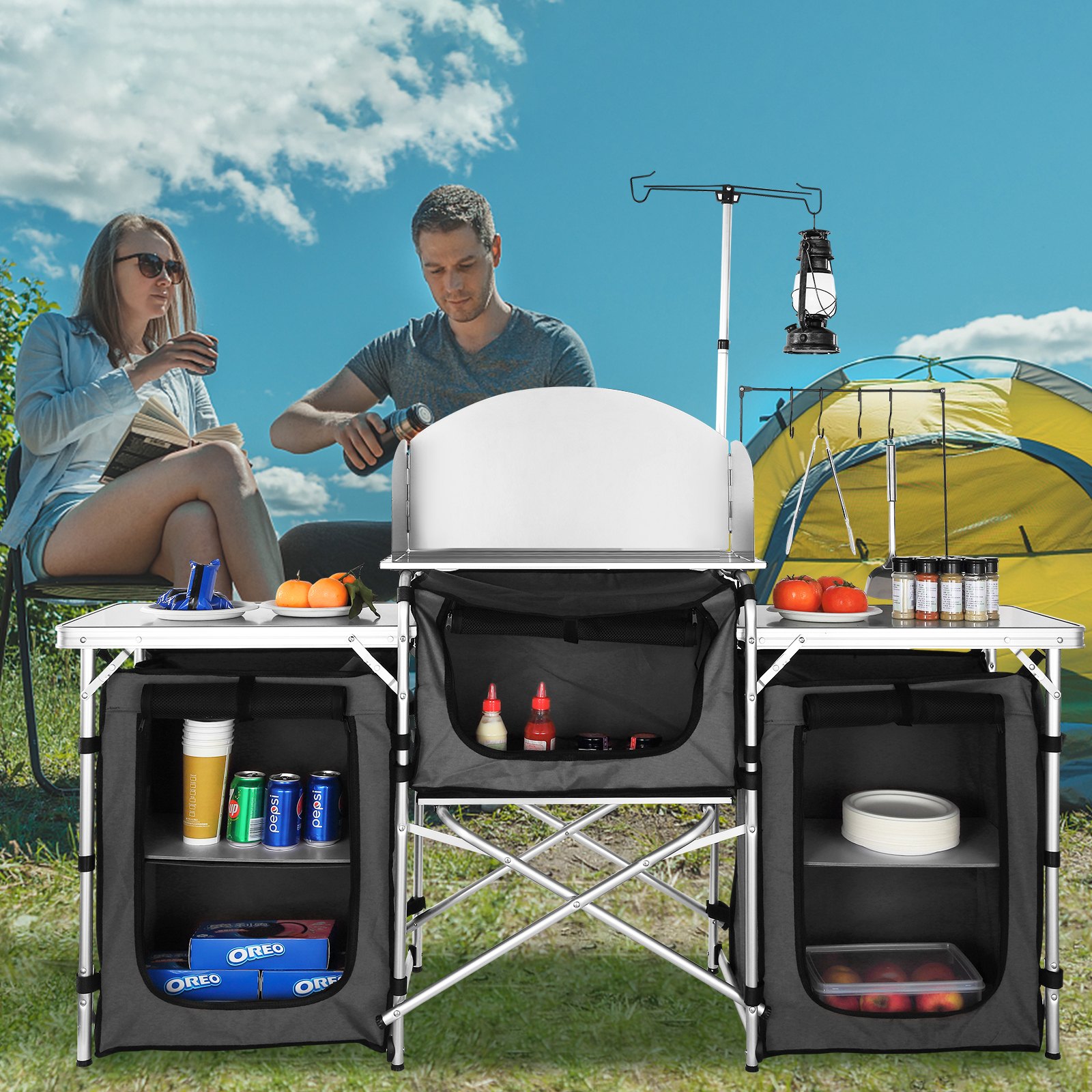Camping Kitchen Table, Folding – обзор и цена Camping Cooking Table With Storage