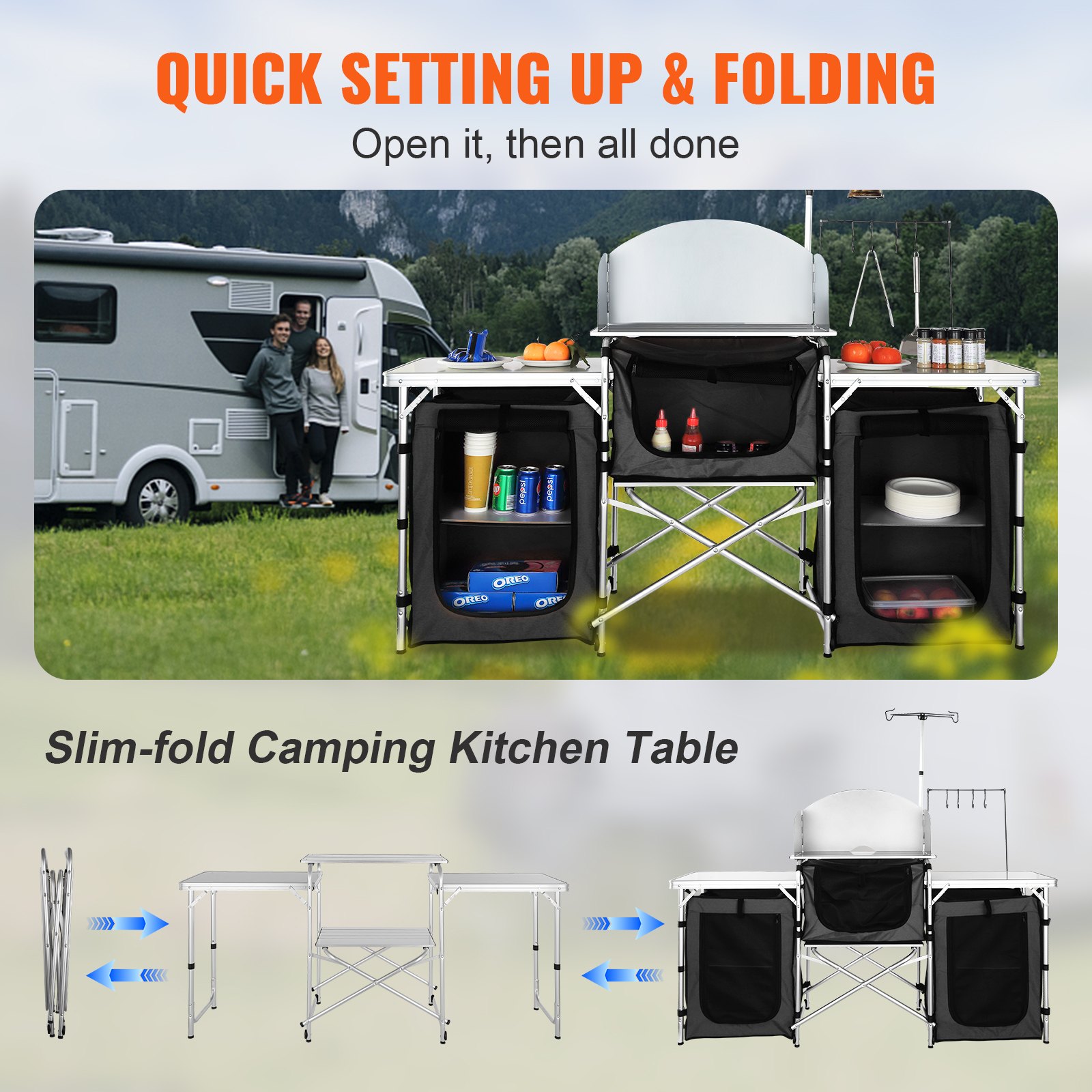 Camping Kitchen Table, Folding – обзор и цена Camping Cooking Table With Storage