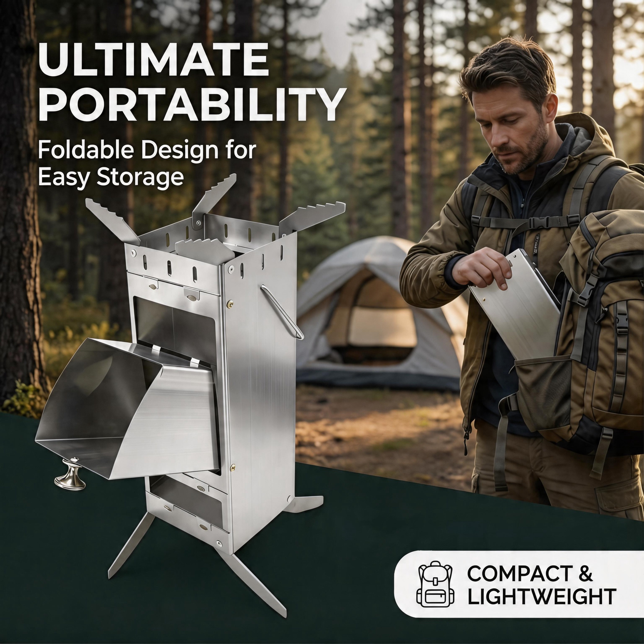 Portable Foldable Rocket Stove – обзор и цена Camping Cooking Heater