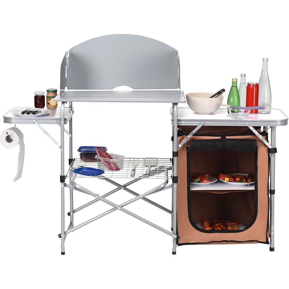 Compact Outdoor Kitchen Table  – обзор и цена Camping Cooking Table With Storage
