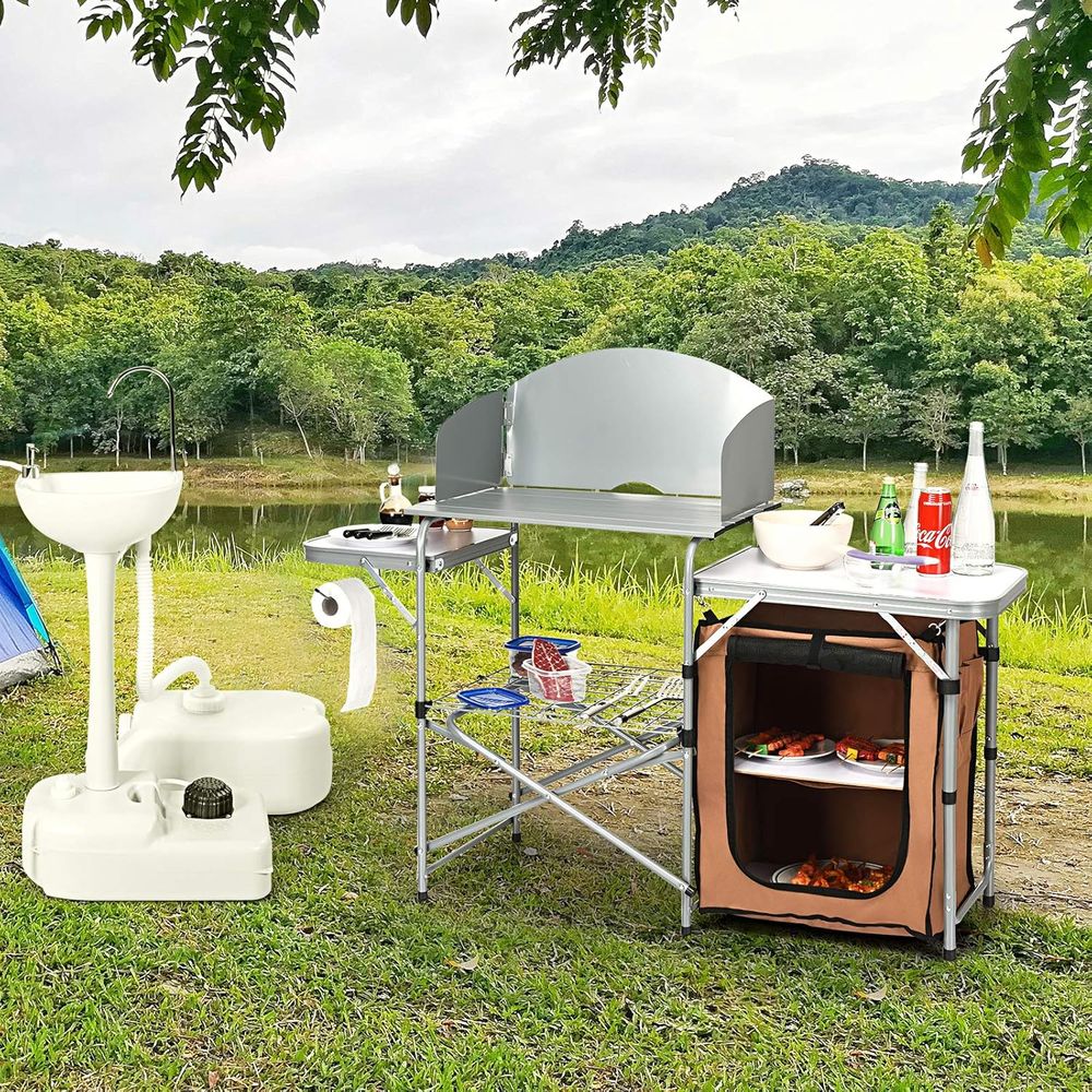 Compact Outdoor Kitchen Table  – обзор и цена Camping Cooking Table With Storage