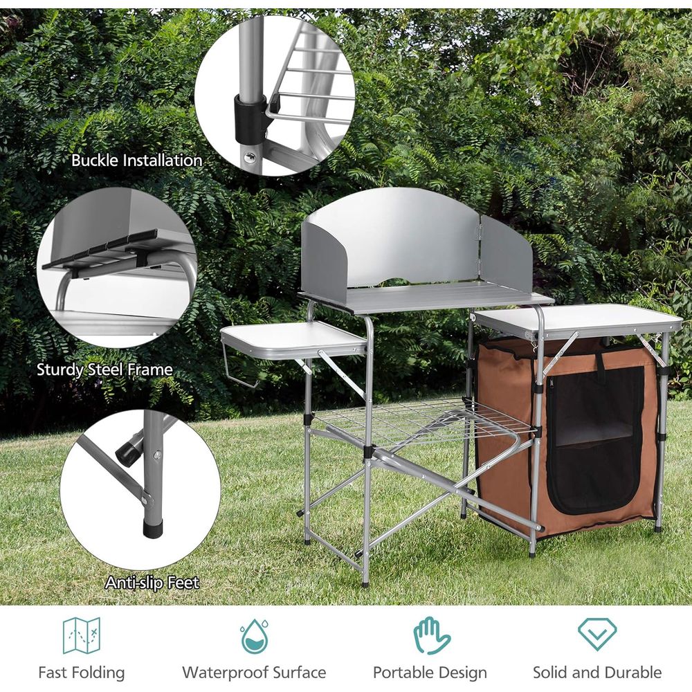 Compact Outdoor Kitchen Table  – обзор и цена Camping Cooking Table With Storage
