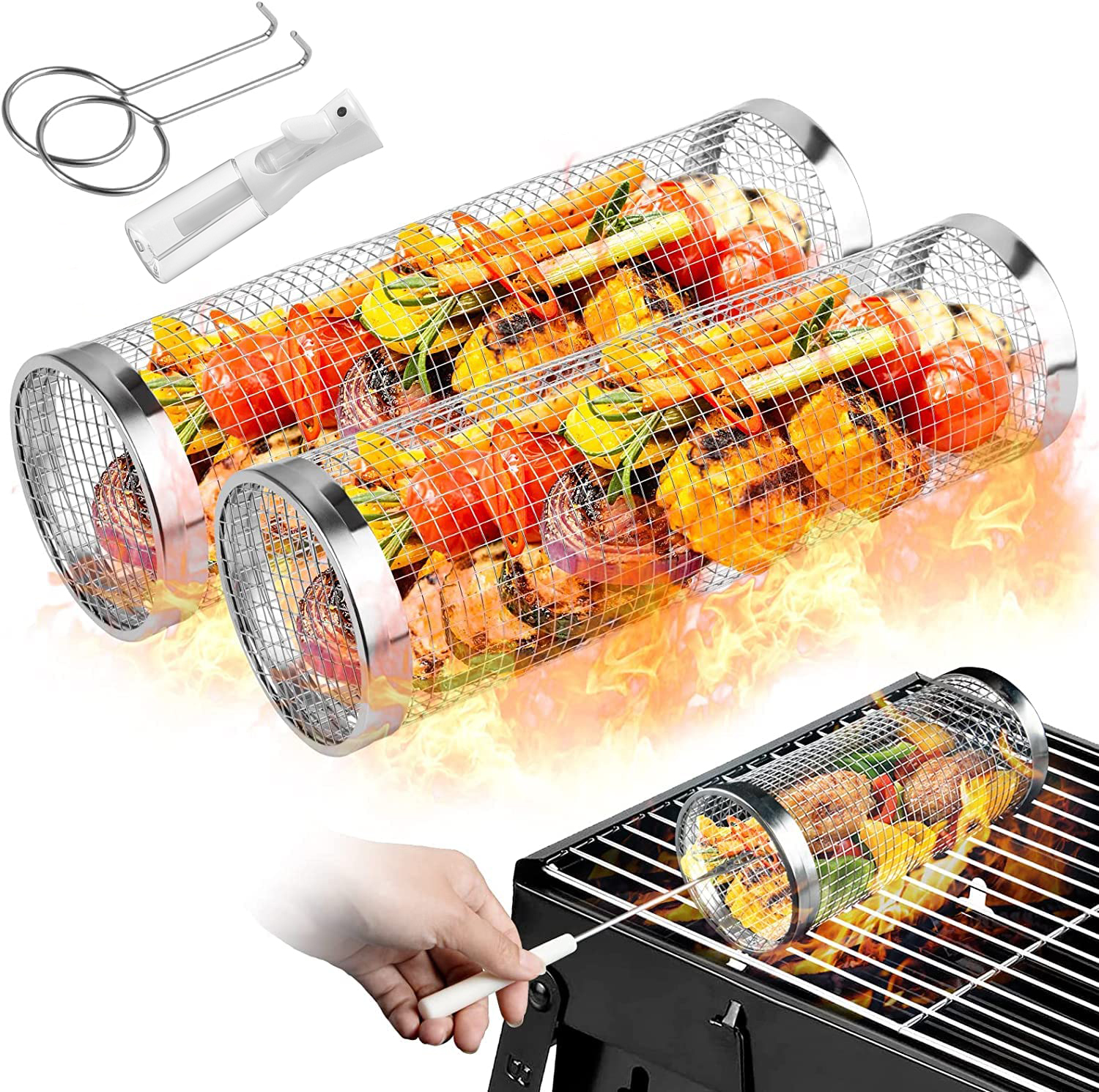 2 Pieces Rolling Grilling Bask – обзор и цена Camping Cooking Youtube