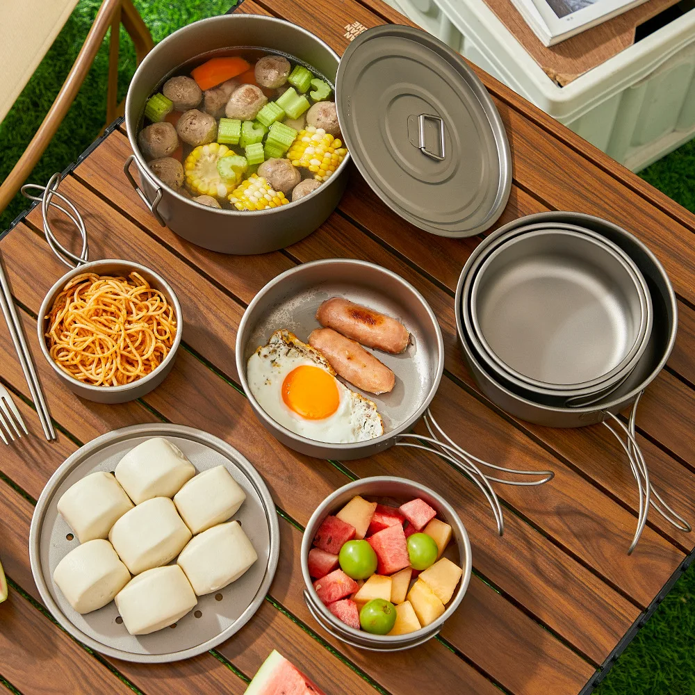 Titanium Outdoor Pot Set Picni – обзор и цена Camping Cooking Set With Bag