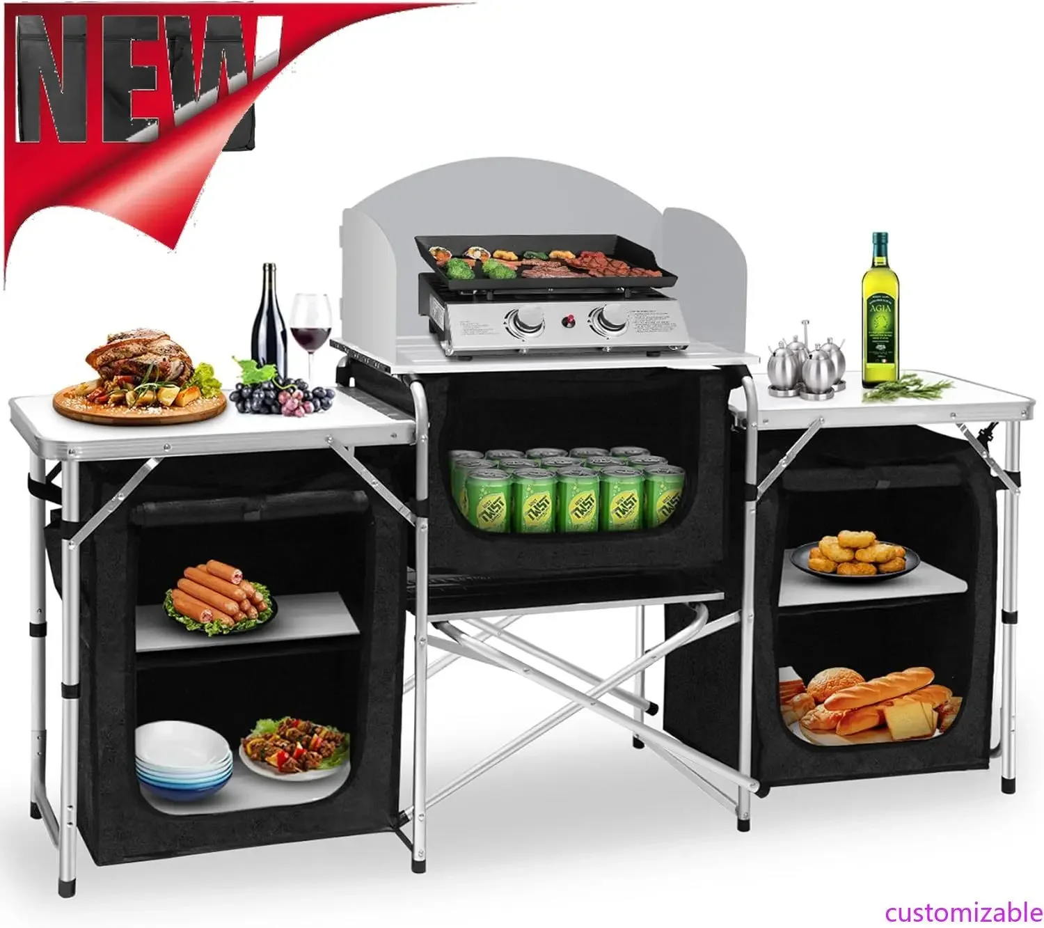 Customizable-Camping Kitchen T – обзор и цена Camping Cooking Table With Storage