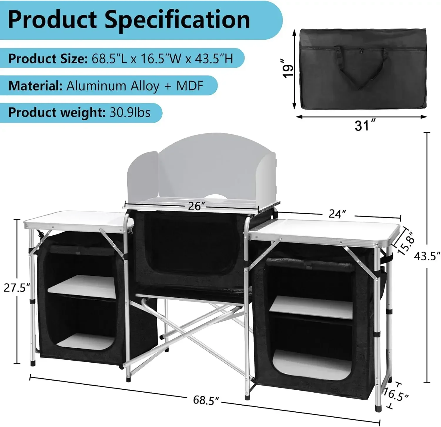 Customizable-Camping Kitchen T – обзор и цена Camping Cooking Table With Storage
