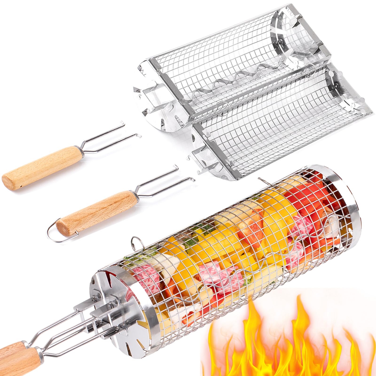 BUYYES Rolling Grill Basket BB – обзор и цена Camping Cooking Youtube